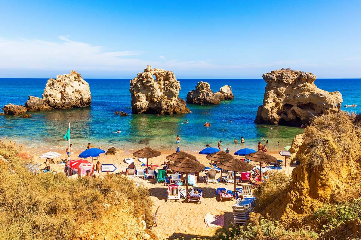 Albufeira beach Praia dos Arrifes in summer