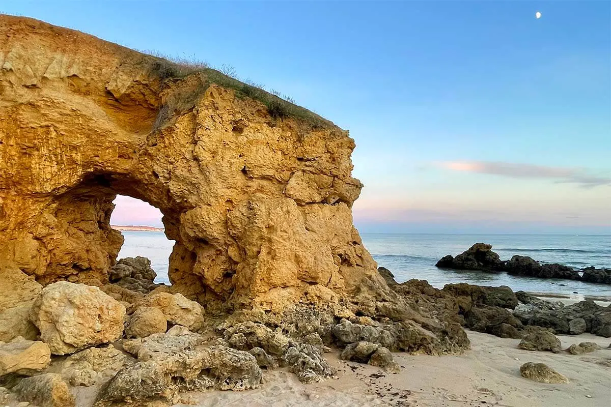 Coastal scenery at Praia de Santa Eulalia beach in Albufeira Portugal