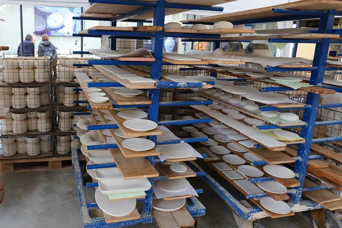 Delft porcelain factory - empty plates ready to be painted