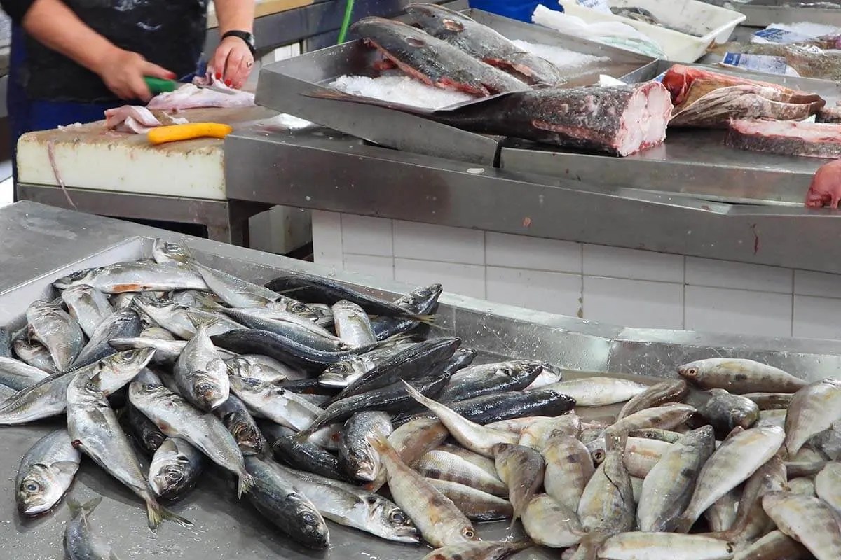 Fish for sale at a local market in Algarve Portugal