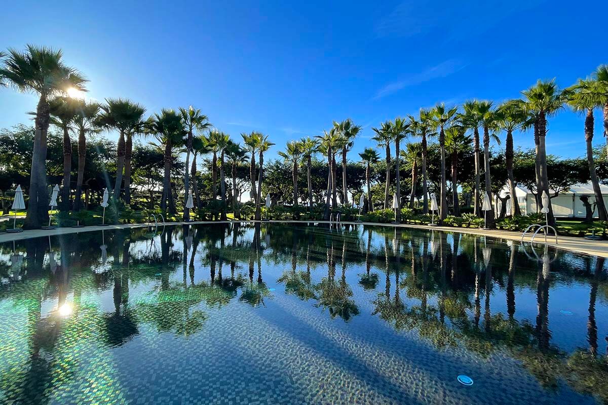 NAU Sao Rafael Atlantico Hotel pool and palm trees - Albufeira, Algarve