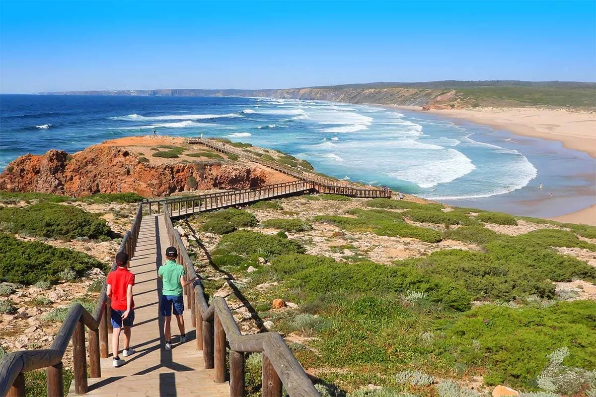 Large map of Algarve with beaches, roads and other marks