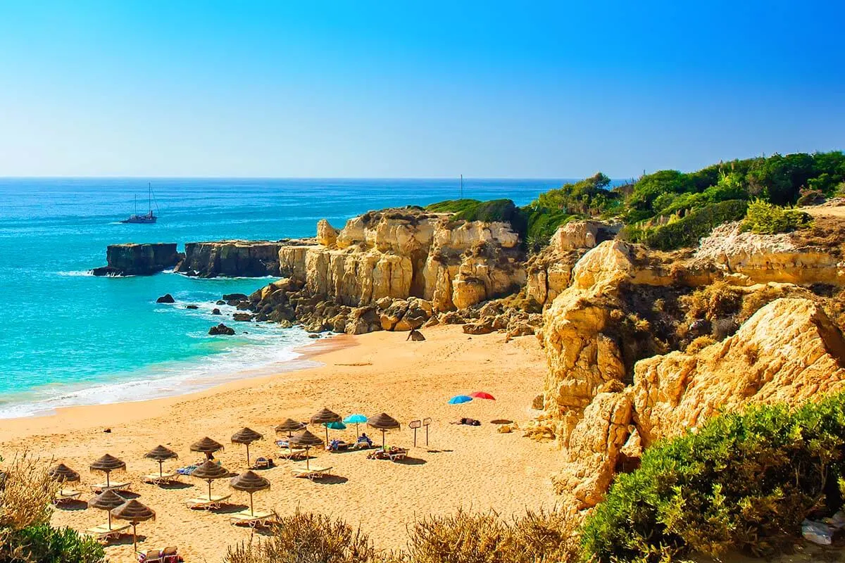 Praia do Castelo beach in Albufeira Portugal