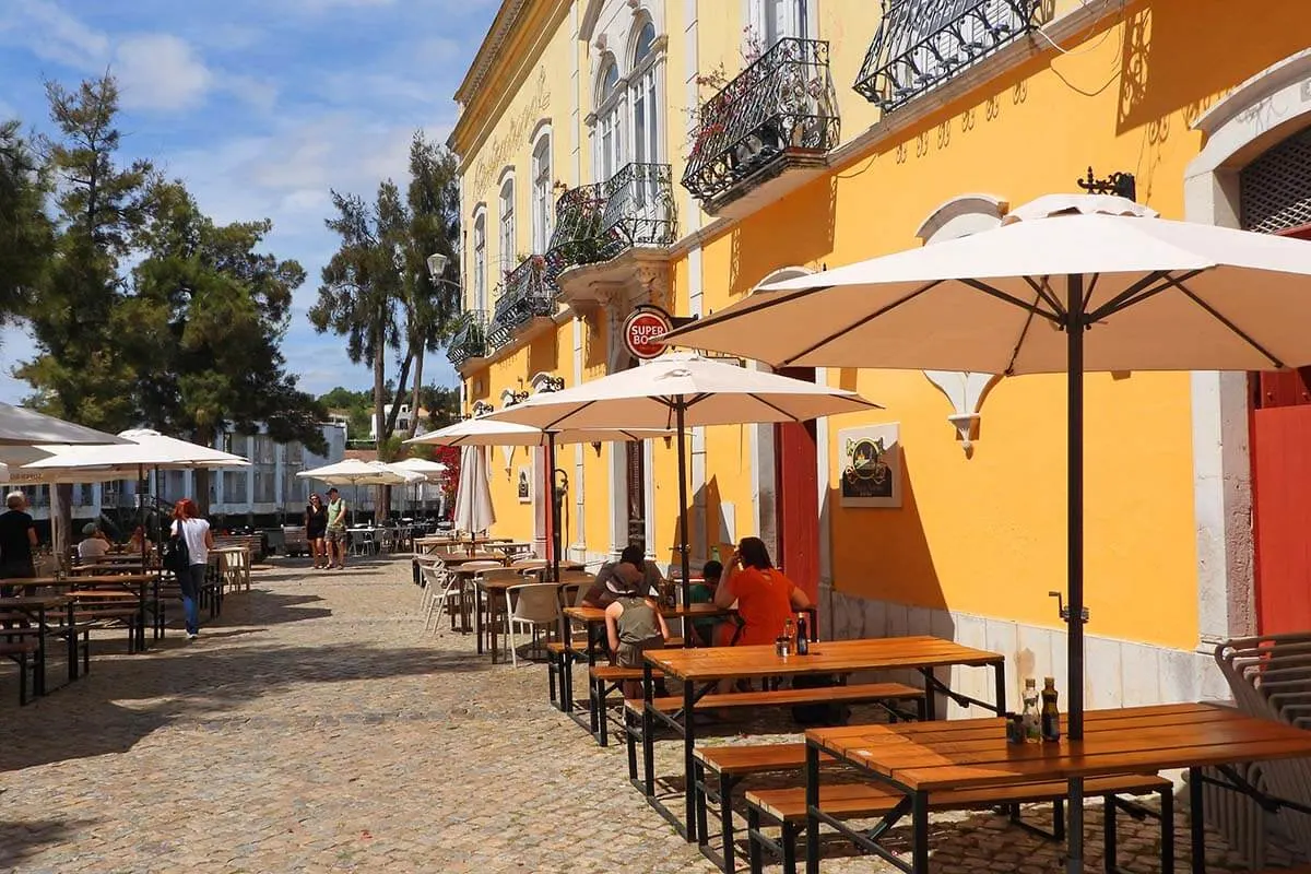 Restaurants next to River Gilao in Tavira Portugal