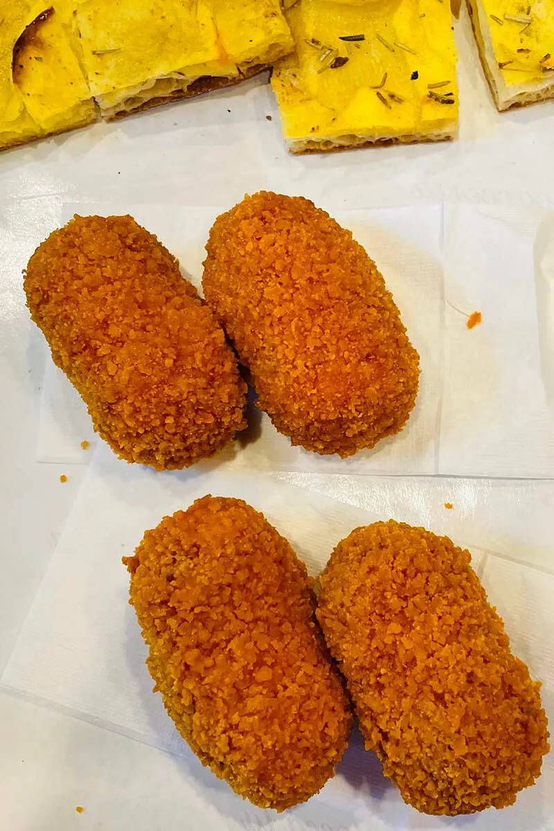 Suppli - traditional Roman snack on our street food tour in Rome Italy