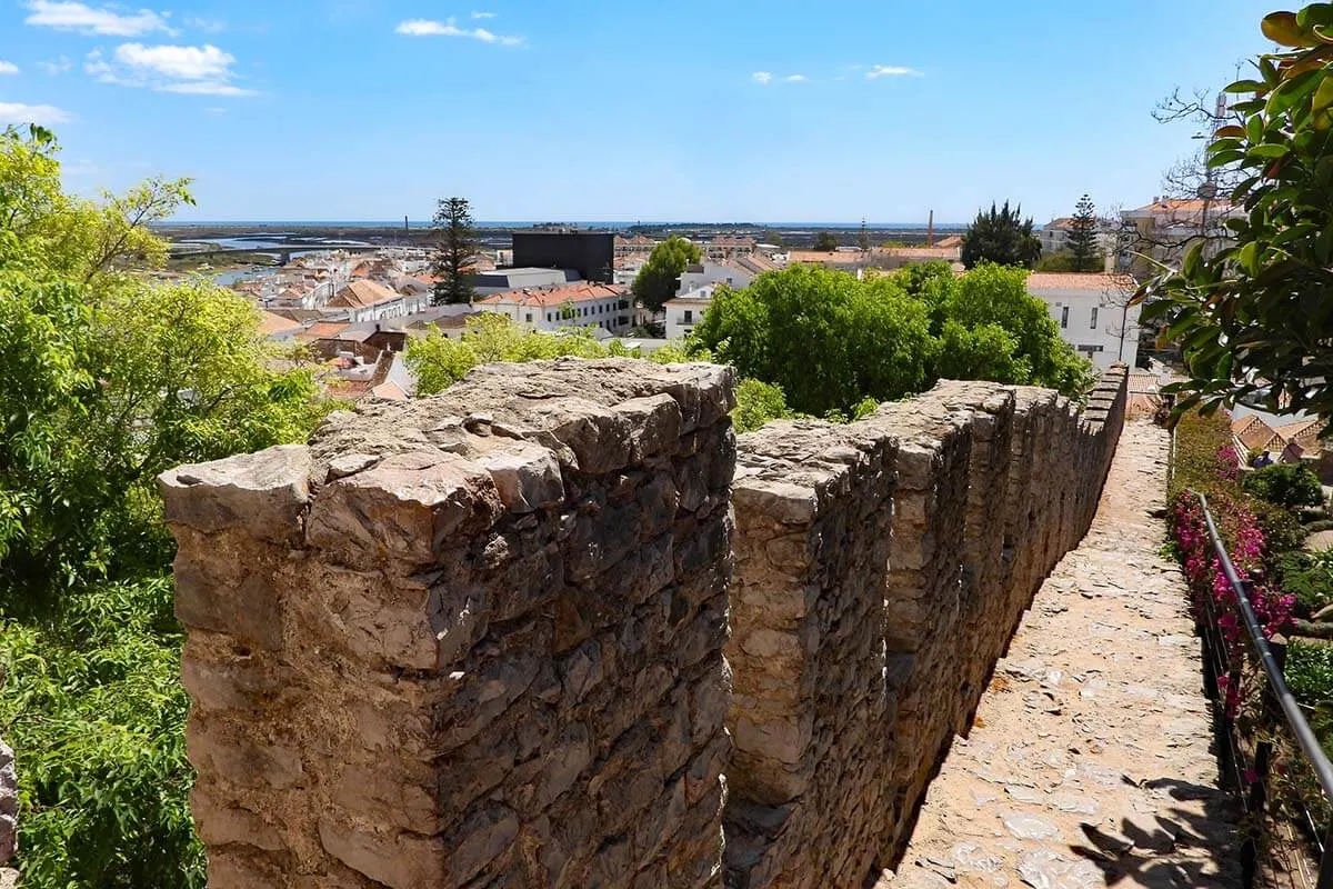 Tavira Castle (Castelo) walls and city skyline - Tavira, Portugal