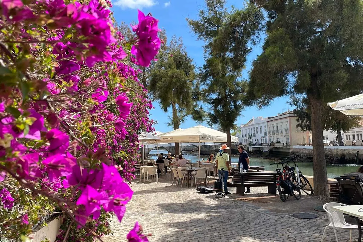 Tavira waterfront restaurants and flowers
