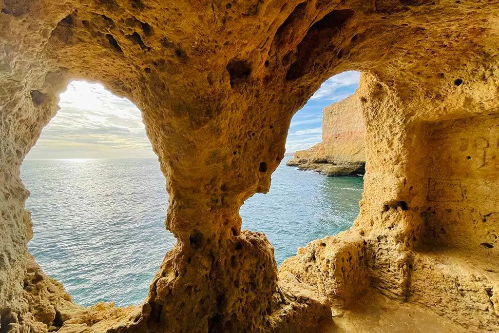 Algar Seco coastal caves in Algarve in November