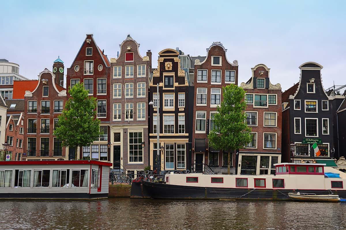 Amsterdam dancing houses on Amstel River - most Amsterdam canal cruises pass here