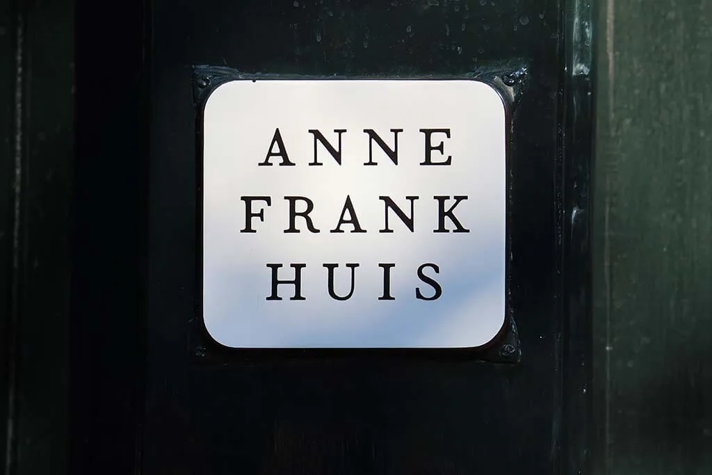 Anne Frank Huis sign (Anne Frank House) in Amsterdam