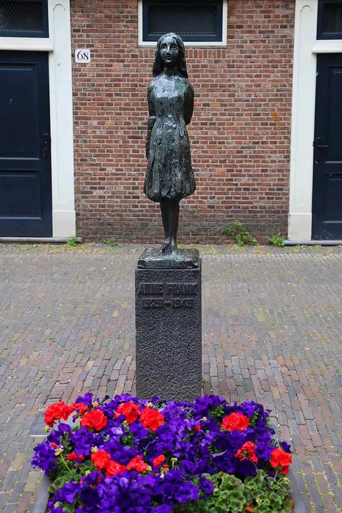 Anne Frank Monument next to West Church in Amsterdam