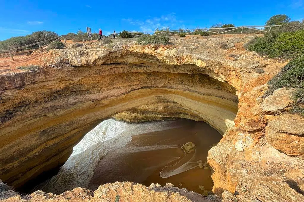 Benagil Cave in November seen via the hole from above