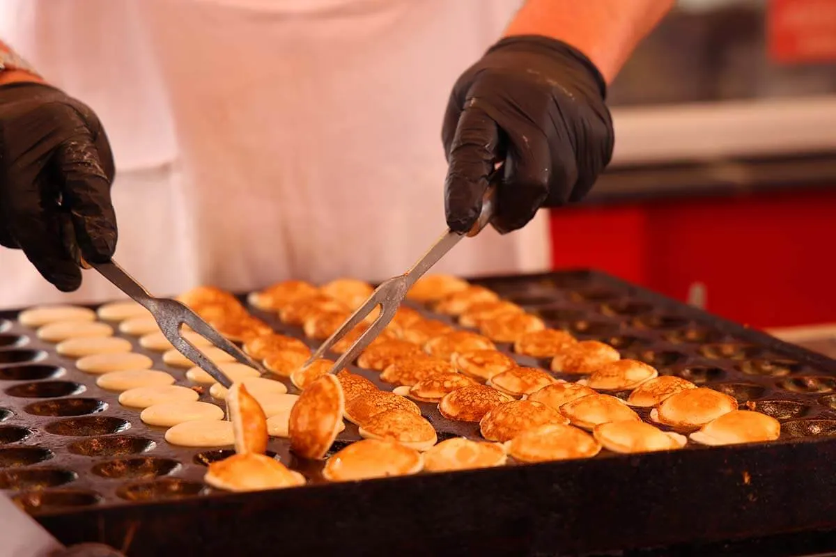 Dutch pancakes (poffertjes) at Albert Cuyp Market in Amsterdam