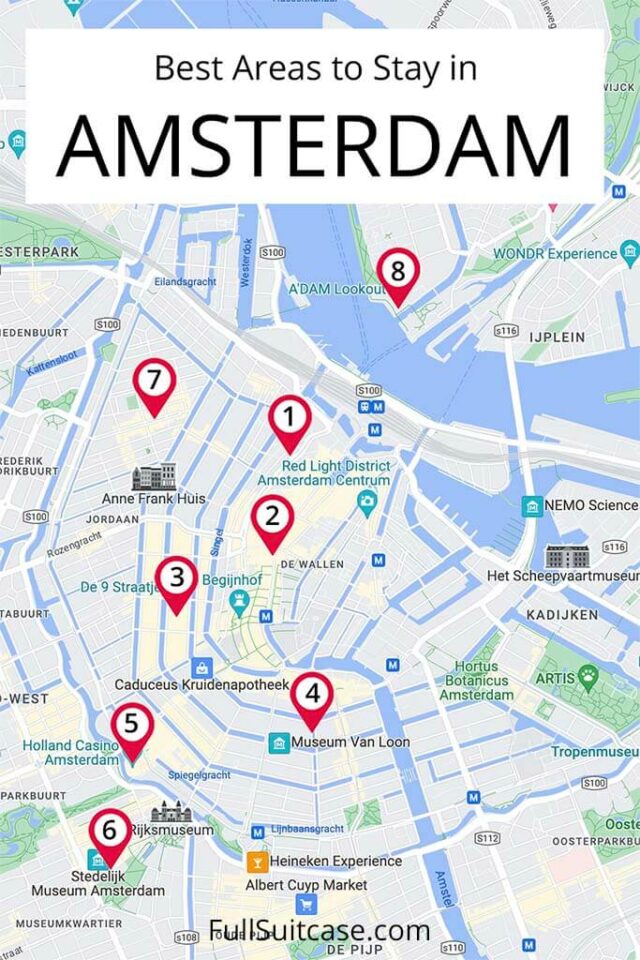 Map Of The Best Areas To Stay In Amsterdam 640x960 
