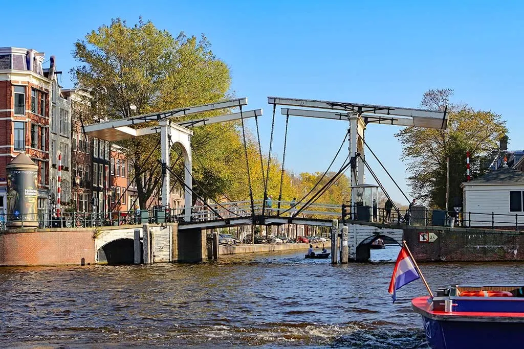 Old bridge on Amstel River - Amsterdam canal cruise