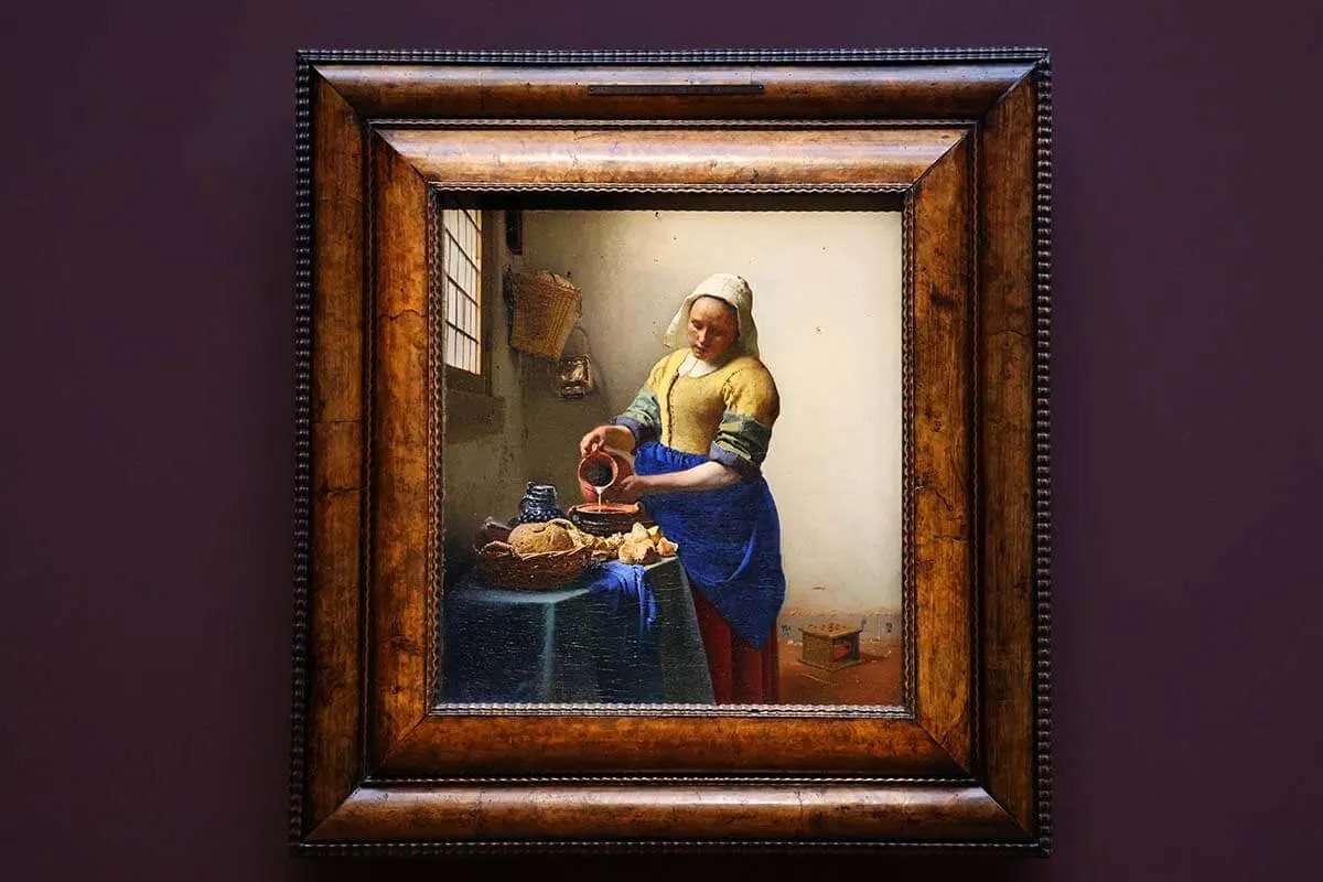 The Milkmaid painting by Vermeer at Rijksmuseum in Amsterdam