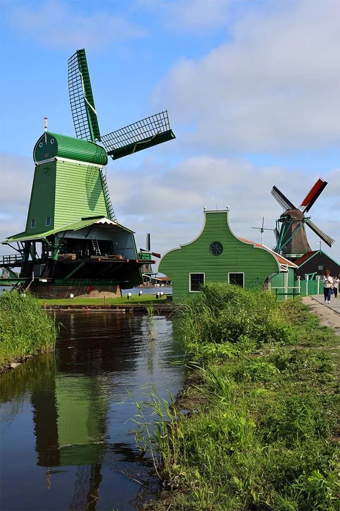Traditional Dutch windmills in Zaanse Schans - Amsterdam countryside