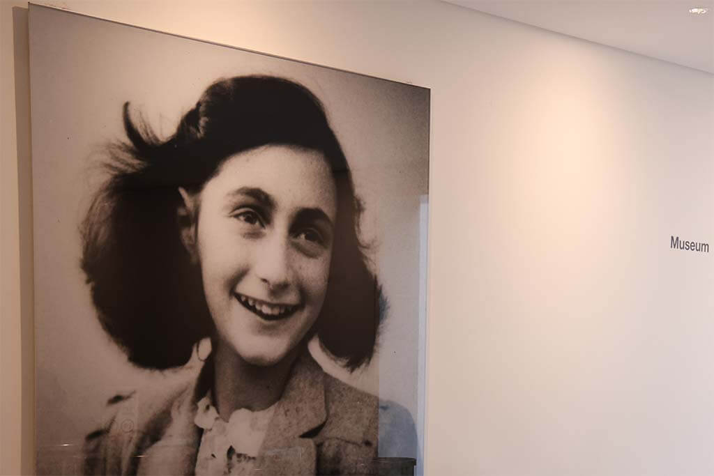 Anne Frank picture at Anne Frank House in Amsterdam
