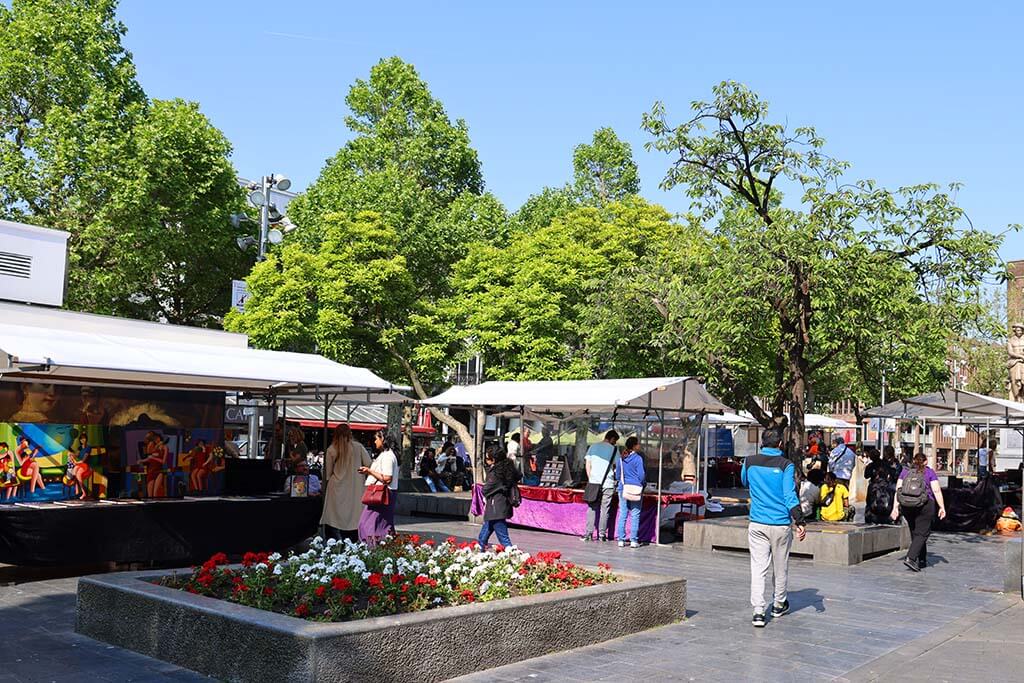 Art market on Rembrandt Square in Amsterdam