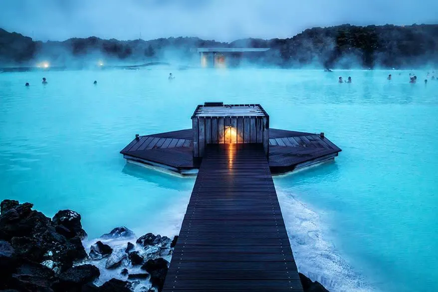 Blue Lagoon geothermal pool in Iceland in winter