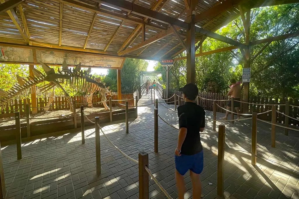 Empty waiting area at Jurassic River attraction at Zoomarine on Sunday in July