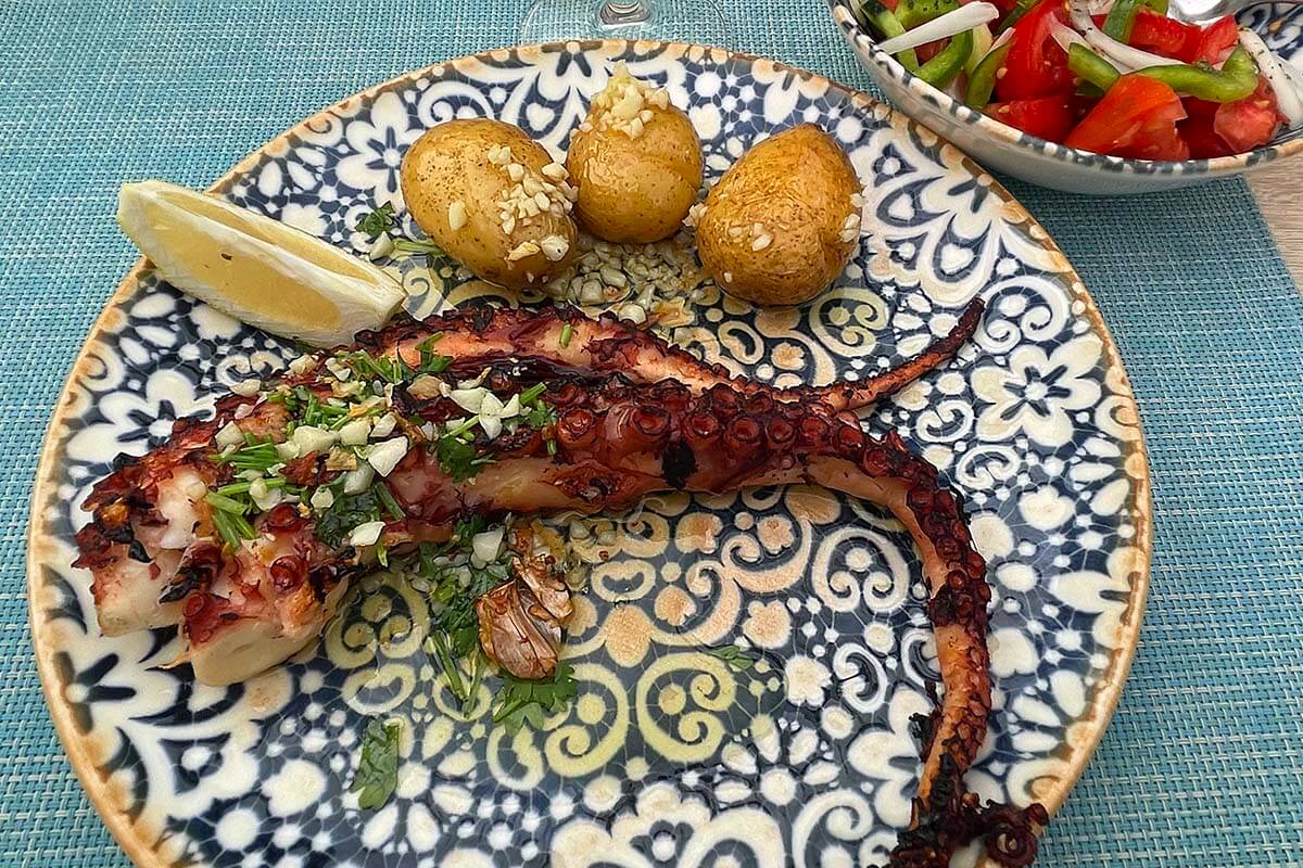Grilled octopus at O Golfino Restaurant in Albufeira