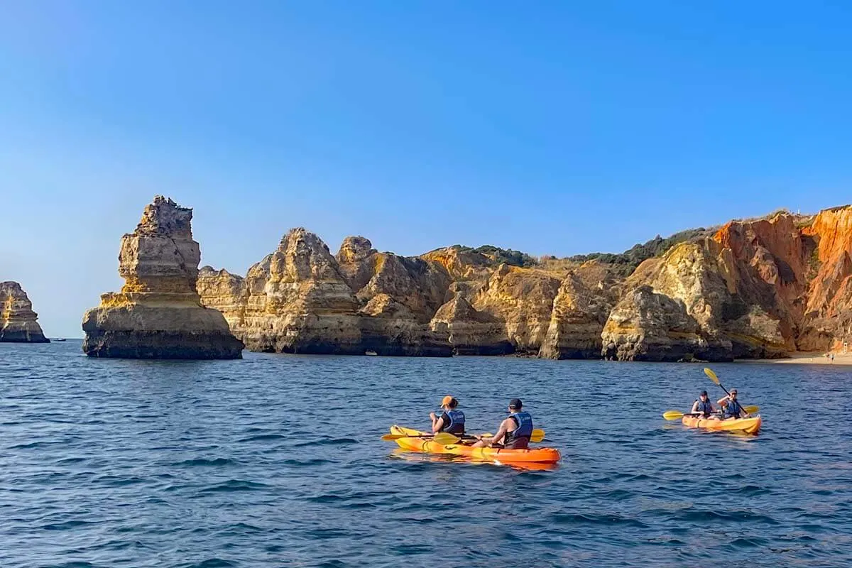 Kayaking at Praia do Camilo in Algarve Portugal