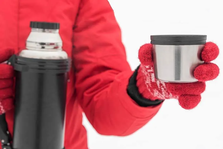 Pack a thermos flask for warm drinks when traveling in Iceland in winter