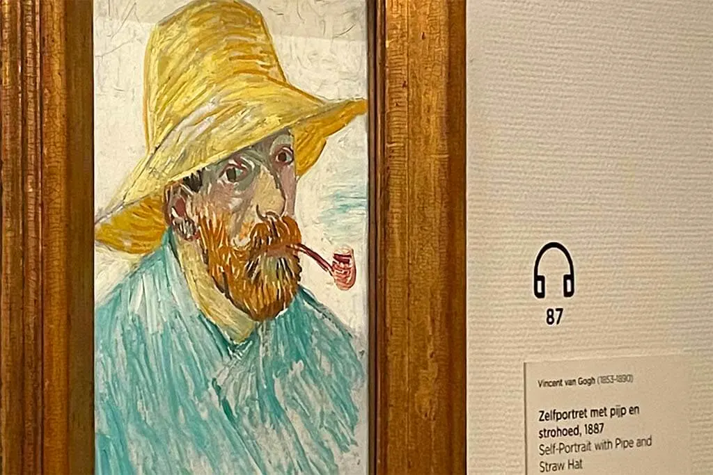 Van Gogh Self Portrait with Pipe and Straw Hat (Amsterdam Van Gogh Museum)