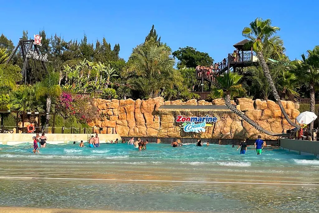 Zoomarine Beach on a quiet day Sunday afternoon in the peak summer season in July