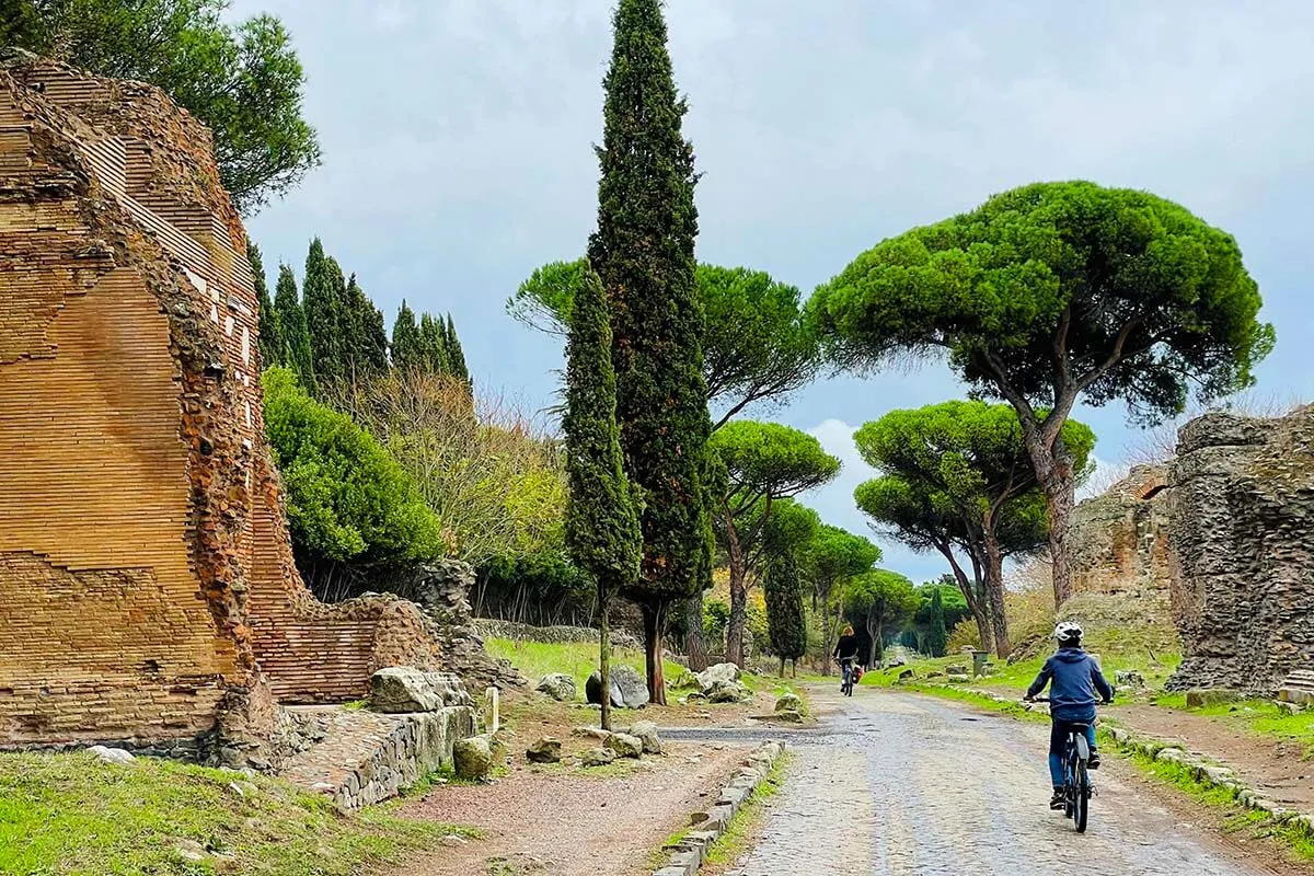 Biking on the Appian Way in Rome Italy - Europe trip
