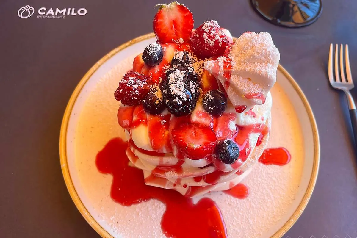 Dessert at O Camilo Restaurant in Lagos Portugal