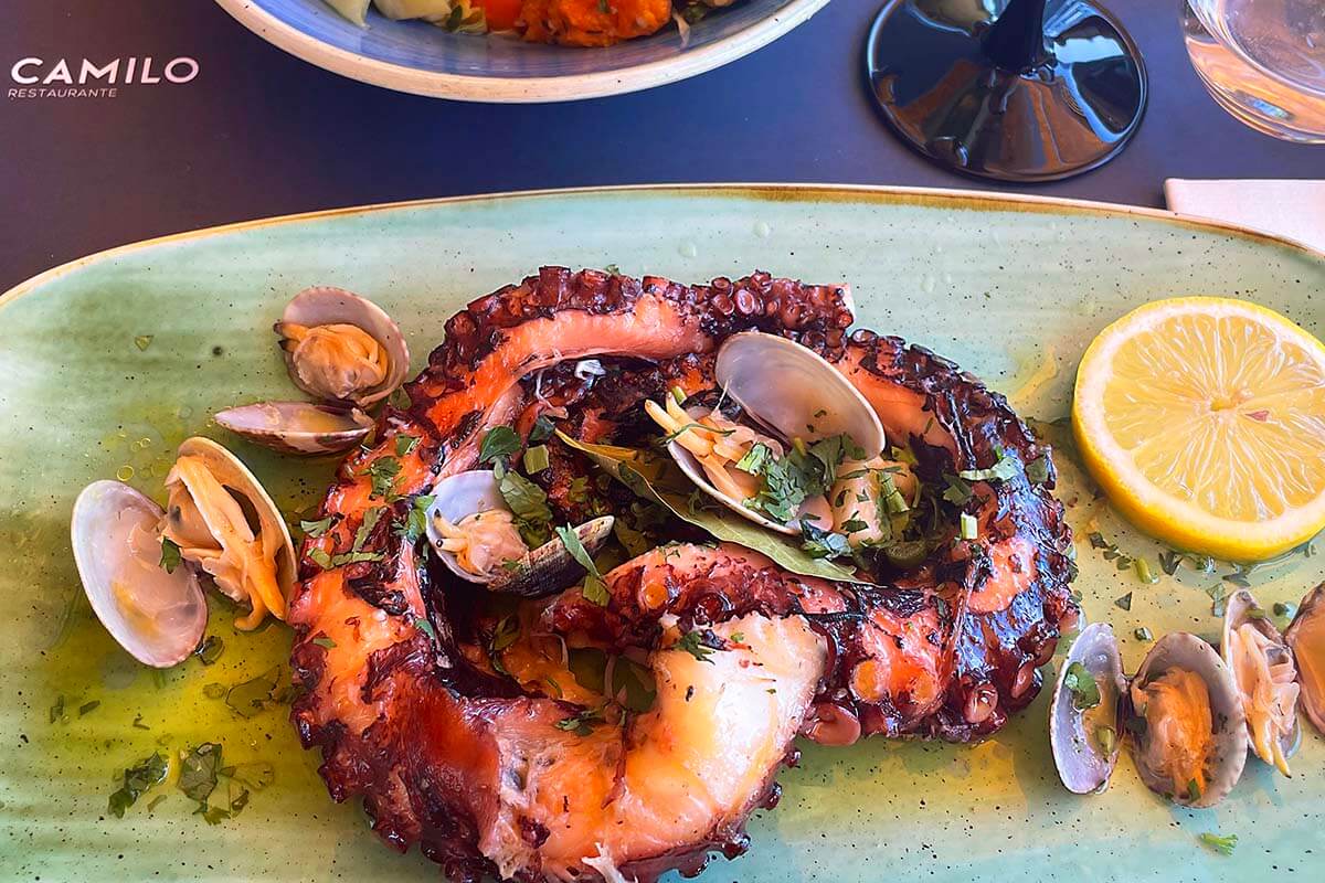 Grilled octopus at Camilo Restaurant in Lagos Algarve