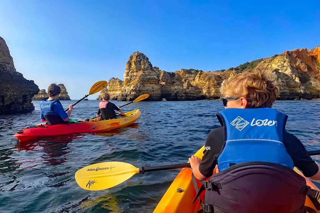 Kayaking at Ponta da Piedade with kids