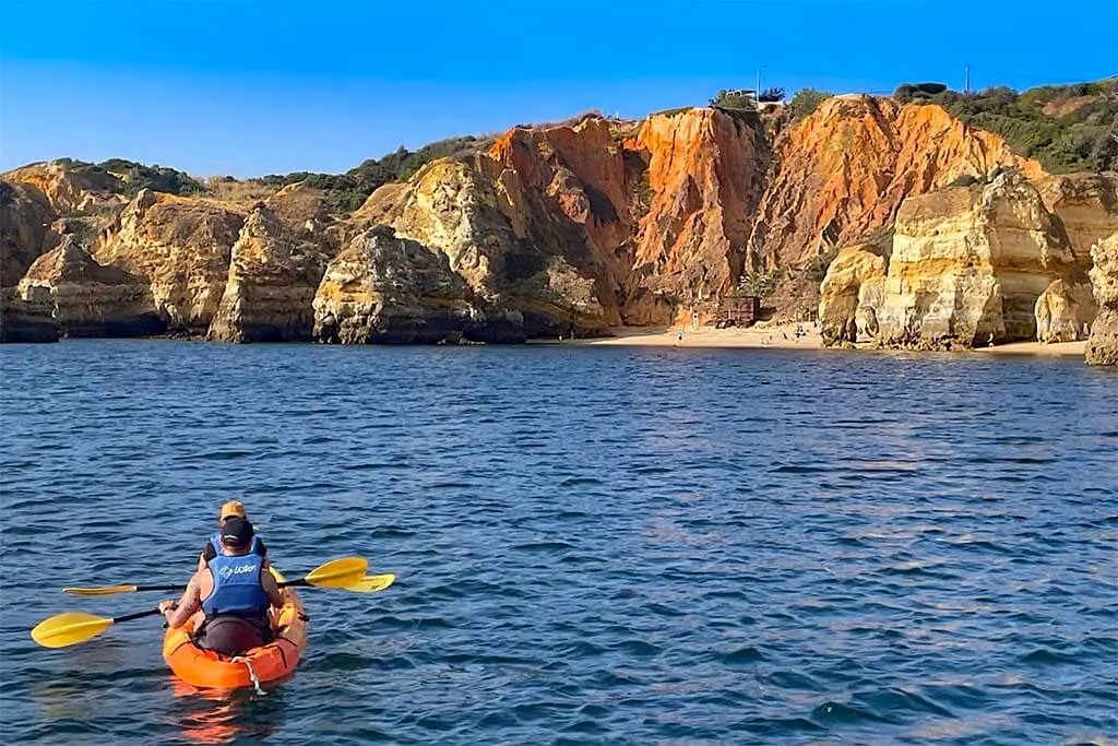 Kayaking near Praia do Camilo in Lagos Portugal