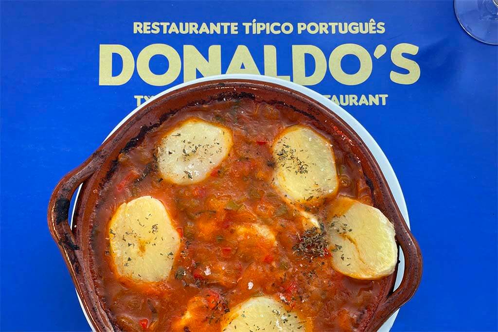 Portuguese fish dish at Donaldo's restaurant in Albufeira