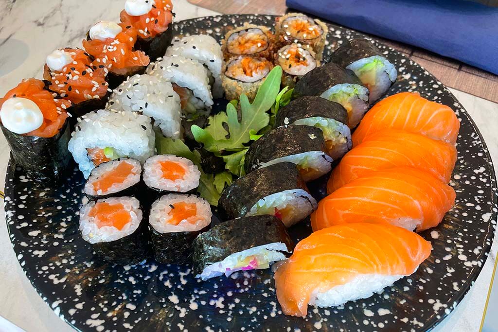 Sushi plate at KingYo Asian restaurant in Albufeira