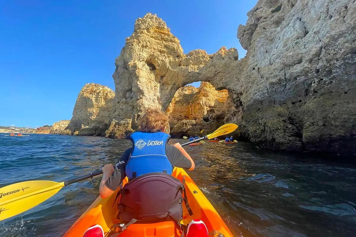 Algarve tips - kayaking at Ponta Piedade in Lagos