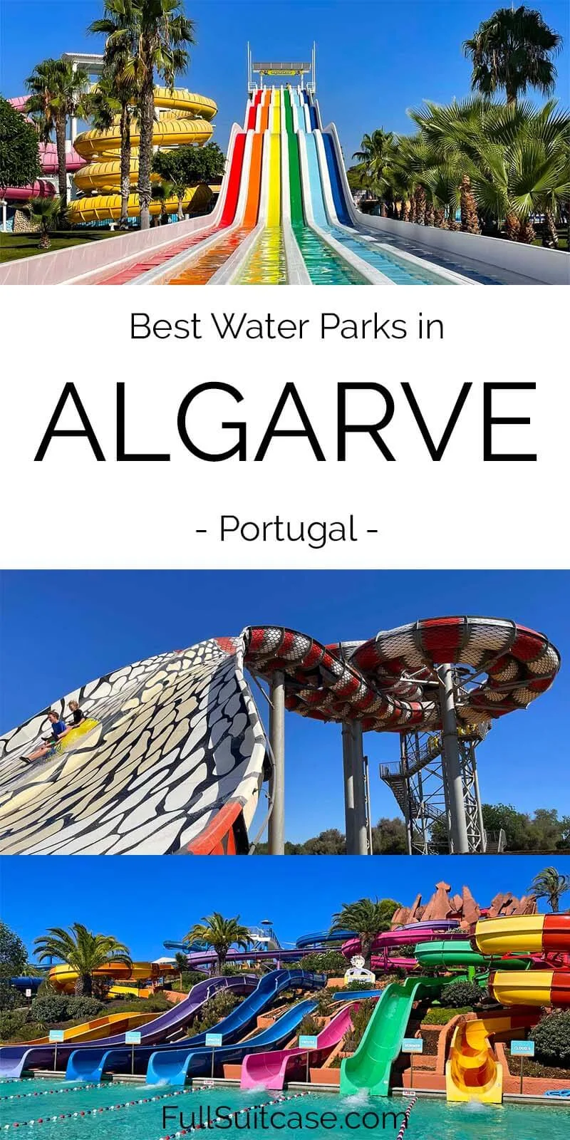 Algarve water parks near Albufeira, Lagos, Vilamoura, and Faro in Portugal