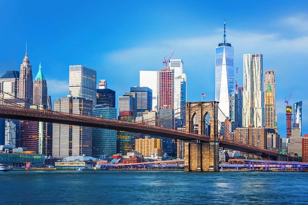 Manhattan and Brooklyn Bridge view from DUMBO New York