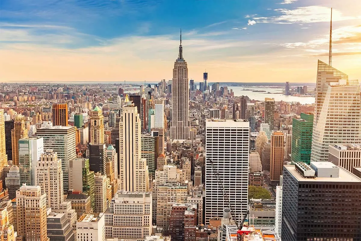 New York skyline view from Top of the Rock Observation Deck