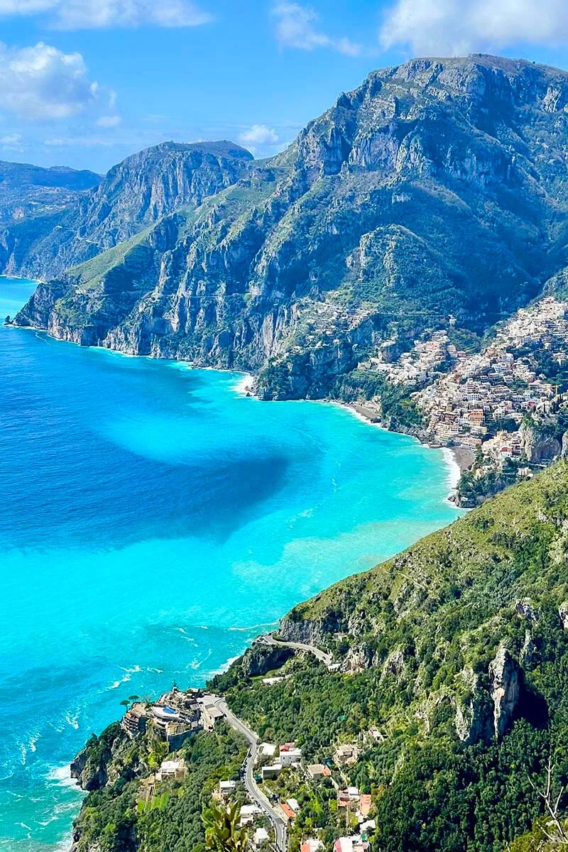 Amalfi Coast view from the Path of the Gods trail in Italy