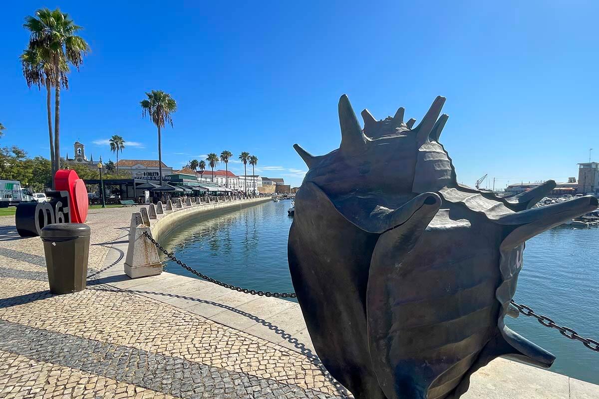 Art installations and sculptures in Faro Marina (Algarve, Portugal)
