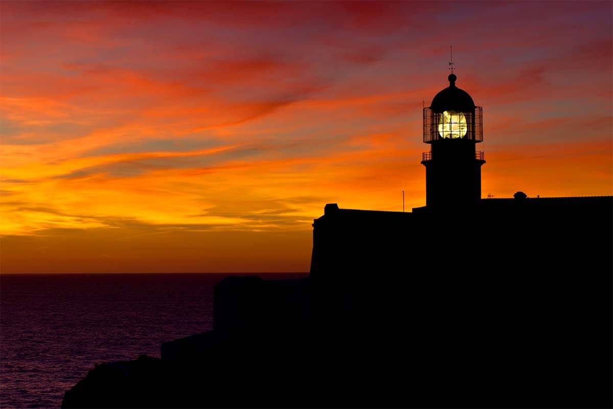 Cape St Vincent Lighthouse at sunset (Sagres Portugal)