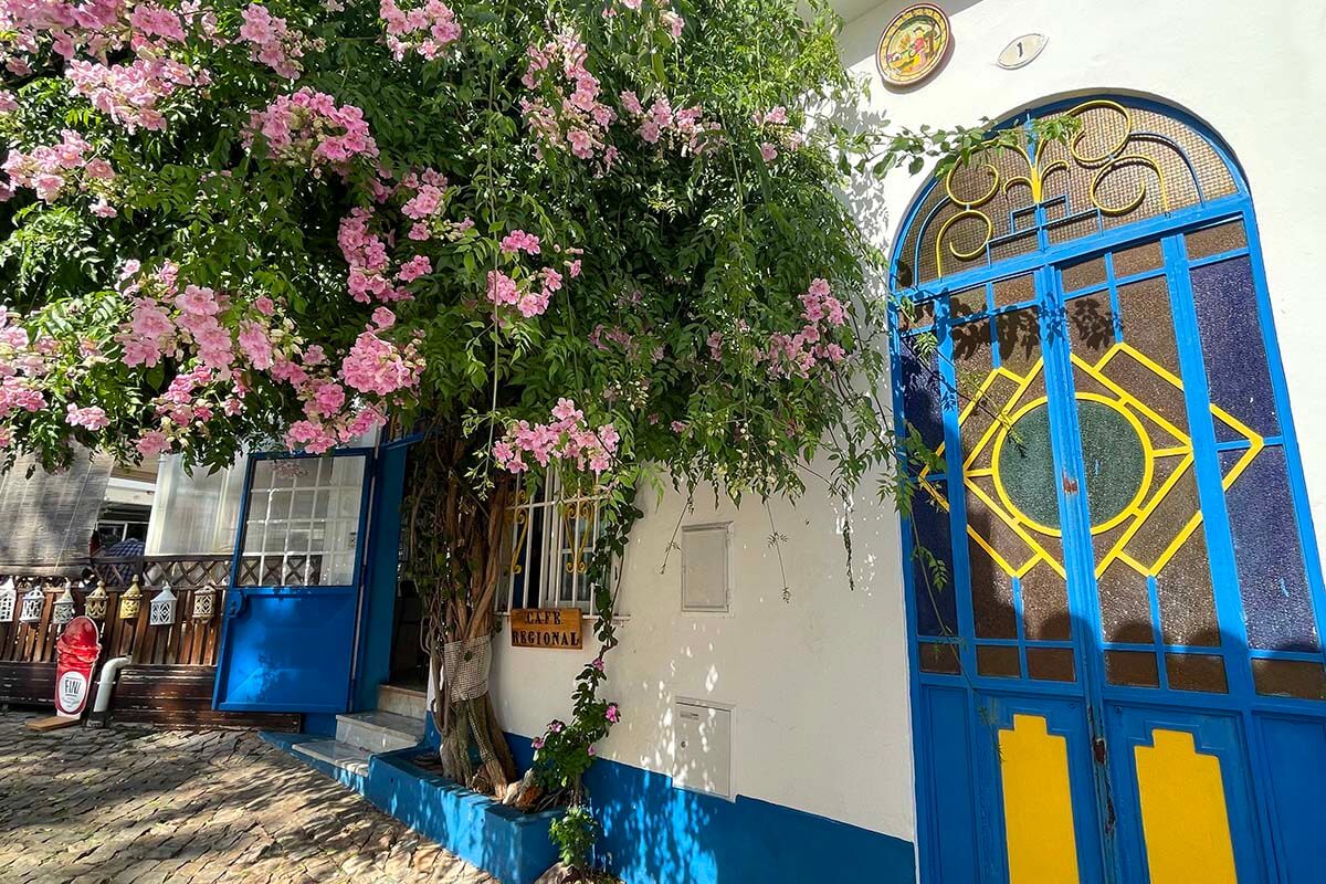 Colorful architecture and flowers in Alte village in Algarve Portugal