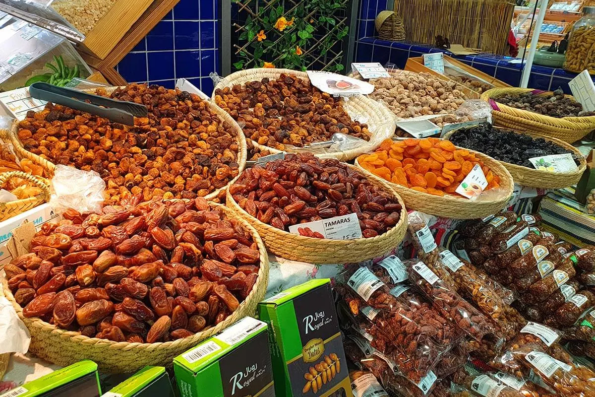 Dry fruit market stand at Lagos Municipal Market in Algarve Portugal