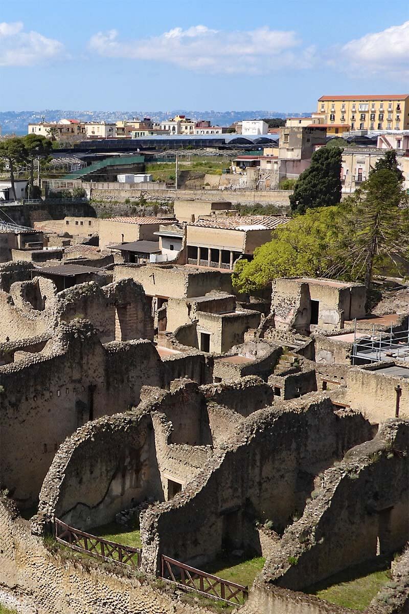 Herculaneum archeological site and Ercolano town, Italy