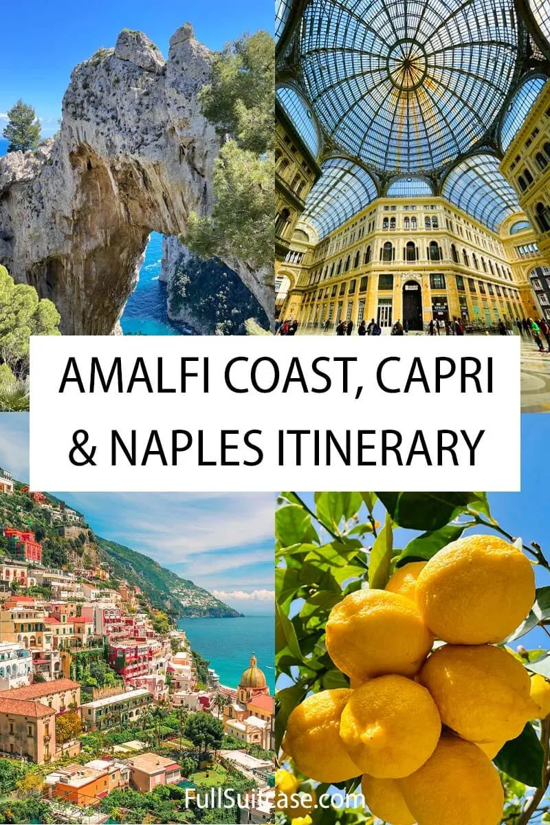 Itinerary for Amalfi Coast, Naples, and Capri Island in Italy