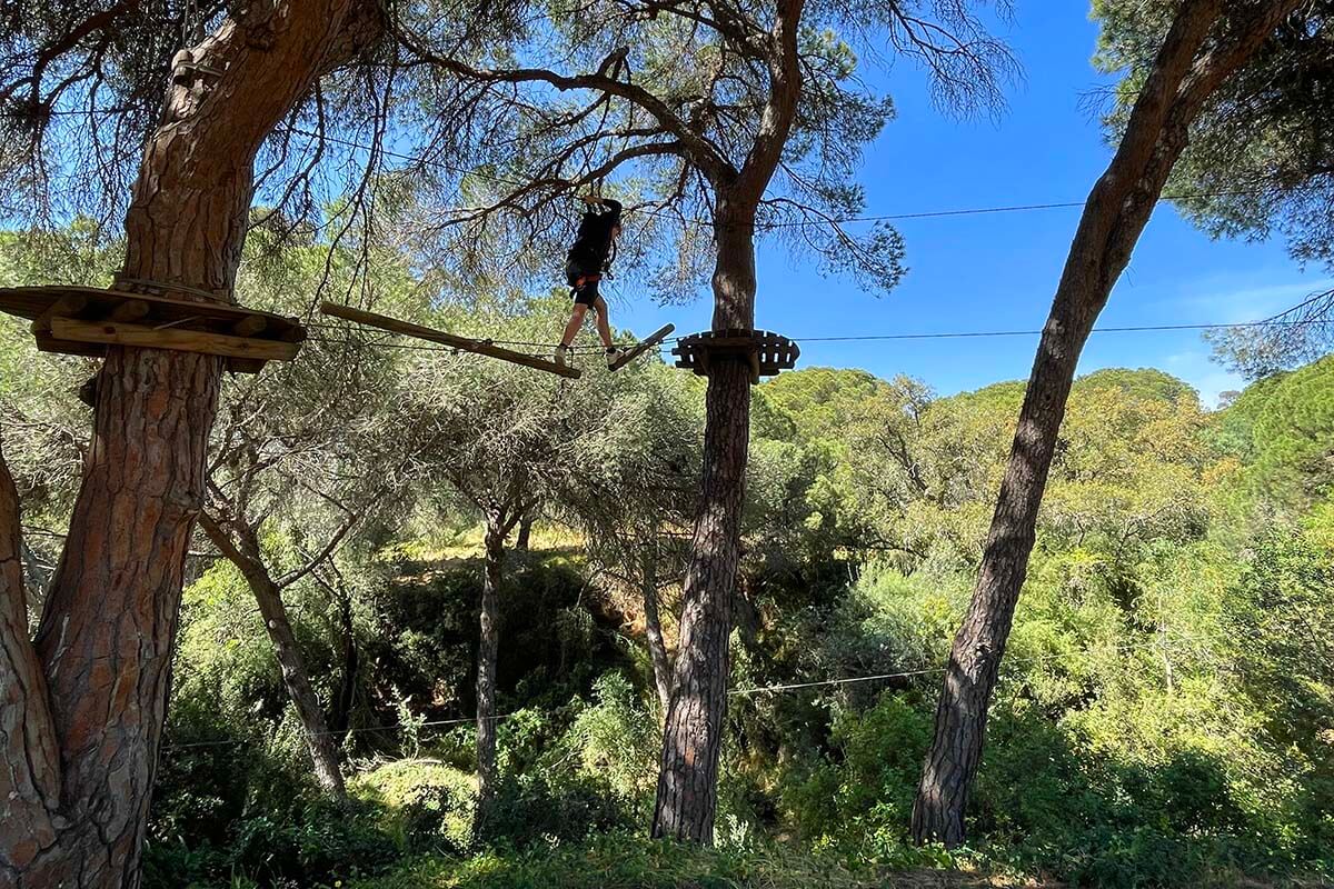 Kids at Parque Aventura adventure park in Albufeira Algarve