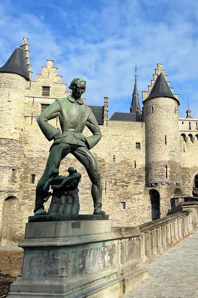 Lange Wapper statue at Het Steen castle in Antwerp Belgium